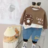 0-4 years old baby boy clothes spring and autumn children's suit boys cotton long-sleeved cartoon music bear two-piece 220326