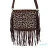 Sacs de soirée entièrement brun vache féminine en cuir végétalien Hobo Fringe crossbody pursl pursl purse vintage petit sac à main mignon for229b