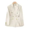 Costumes pour femmes Femmes Blazer OL Commute Bureau Dames Tops Lâche Manches Longues Costume Veste Revers Col Cranté Manteau Formel Affaires