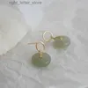 Stud Pure Natural Jade Jewelry 14k Yellow Gold Drop Earring for Women Arets de Mujer Emerald Gemstone 14 K Gold Color Earring Women YQ231211