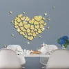 Naklejki ścienne 3D lustro serca do dekoracji salonu naklejki sypialnia DIY wodoodporne akrylowe samoprzylepne naklejka 231211