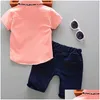 Conjuntos de ropa Estilo de verano Impresión de bebé Ropa para niños infantiles Camiseta Adddpants 2 unids Botones Traje para niño nacido Paño G1023 Entrega de gota K Otxov