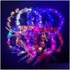 Flashing Hair Braid Party Decoration Glowing Garland Hairband Wedding Crown Flower Headband Women Girls Led Light Up Wreath Luminous Dhxcd