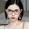 Sonnenbrille Mode Retro Cat Eye Anti Blaues Licht Gläser Metall Dreieck Rahmen Weibliche Strahlung Schutz Brille Für Frauen