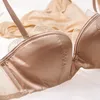 Set sexy moda reggiseno e mutandine in raso set lingerie cotone sottile con ferretto reggiseni push up in pizzo biancheria intima femminile A B C D Coppa 231211