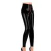 Pantalons pour femmes Sexy taille haute fermeture éclair ouvert entrejambe Leggings femme discothèque crayon femmes look mouillé PVC pantalon en cuir Sissy Clubwear