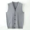 Heren Vesten Winter Gebreide Wollen Vest Anti-pilling Pleuche V-hals Modemerk Gebreid Vest Casual Preppy Trui Mouwloos