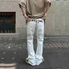 Pantalons pour hommes Vêtements Y2K pour hommes pantalons évasés imprimés blancs pantalons en Denim Streetwear jean Baggy évasé pantalon jean slim Hip Hop pour hommes J231208