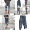 Jeans Trendy For Boys Kids Autumn Childrens Clothing Soft Loose Denim Pants Big Pocket Cargo Pant Hip Hop Trousers G1220 Drop Delive Otgw9