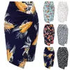 Women Floral Skirts Ruched Bodycon Pencil Skirt Elastic High Waist Hips-Wrapped Short Slim Elegant Print Skirt Lady X0428