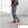 Jeans Trendy For Boys Kids Autumn Childrens Clothing Soft Loose Denim Pants Big Pocket Cargo Pant Hip Hop Trousers G1220 Drop Delive Otgw9