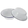 Bowls 2pcs Enamel Washing Basins Enamelware Soup Basin For Home White219o
