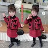 Set di abbigliamento Set di vestiti da principessa per ragazze per bambini Primavera Autunno Inverno Ragazza per bambini Velluto Caldo Cappotto rosso Capispalla Abito Abiti vintage Completo