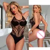 Y2K Sexy Transparent Clothing Women Mesh Hollow Out See Through Costume Lady Erotic Fish Net Bodysuit Pama sexy