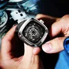 グレノーデザインブランドメンホローオートマチックブラックメカニカルウォッチGMTトップブランドReloj Hombre Watch防水2104073384