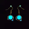 Dangle Earrings WANGAYAO2023 Personality Fishhook Glow-in-the-dark Fashion Creative Star Moon Temperament Will Glow Starry Sky