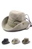 Printemps été hommes femmes rouleau bord coton seau chapeaux broderie lettre maille chapeau de pêche en plein air chapeau de soleil avec corde coupe-vent2012645