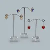 Jewelry Pouches 3Pcs Metal Earrings Display Stand T- Shape Holder Hanging Rack For Bracelet And Ring