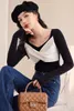 Maglioni da donna Autunno 2023 Stile francese Classico Colletto Interno Usura Camicia con fondo esterno Camicetta lavorata a maglia