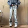 Herr jeans 2023 y2k streetwear tvättade blå baggy staplade byxor för män kläder rak gammal hip hop denim byxor pantalones hombre