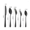 Dinnerware Sets 5PCS Cutlery Set Luxury Stainless Steel Steak Knife Black Fork Tablespoon Dessert Spoon Kitchen Tableware Gold