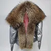 Vrouwen Down Parka Maomaokong 2023 Winter Natuurlijke Echte Wasbeer Bontkraag Jas Vrouwen Warme Vrouwelijke Korte Puffer Bovenkleding 231211