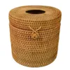 Boîte de tissus de rotin rond Dispecteur de couverture de papier toilettes à la vigne pour la maison pour la maison El et Office 297p