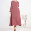 Etnische kleding Abaya onderjurk met lange mouwen en zakken Hoge kwaliteit Jazz crêpe EID Moslimvrouwen Basic Solid Bescheiden Maxi Islamitisch