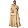 Plus size Dresses Size VONDA Women Stand Collar Elegant Satin Dress Long Bat Sleeve Evening Pleated Maxi Sundress Casual Solid Robe 230520