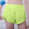 2023 LU Hot Womens Yoga Shorts Pants Pocket Quick Dry Gym Sport outfit högkvalitativ stil LU Summerklänningar