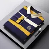 Polos pour hommes Marque Business Polos à manches longues Hommes Vêtements Hauts rayés Revers Vêtements de luxe Mode Brodé Vêtements de golf pour hommes 231211