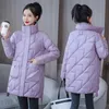 Kvinnor Down Parkas Womens Down Cotton Coats Long Winter Jacket Windproof Puffer Parkas Korean Warm Cotton Padded Coat Women Outwear dragkedja Jackor 231208