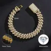 Halsband Moissanite Chain Hip Hop Jewelry Custom VVS Lab Diamond Mossinate Chain Men 14K Gold Vermeil 15mm Prong Cuban Link