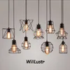 Retro Iron Pendant LAMP خمر قفص تعليق Light Office Bar El Loft Balcony Yard Porch Industrial Hanging Chandelier282a