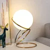 Table Lamps Modern Golden Office Nordic Glass Ball Study Room Domitory Bedroom Bedside Light Reading E27 Bulb Plug