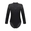 Stadiumkleding Latin dans bodysuit voor kinderen Jongens Lange mouw V-hals Ballet Gymnastiek Turnpakje Tienerjongen Schaatsen Jumpsuit Body Danskleding