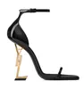 Sandals High-heeled Luxurys Designers Shoe Paris Dress Classics Women 10cm Heels Black Golden Gold Wedding Bottoms