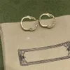 Orecchini con mezza lettera doppia lettera fascino donne orecchini con strass orecchini in cristallo da donna pendenti con scatola173I