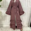 Ubranie etniczne na Bliskim Wschodzie Muzułmańska moda Ruffled Tleeve Dubai Arab Arain Cardigan Robe Morrocan Kaftan Dress African