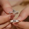 커플 링 새로운 4 클로 시뮬레이션 Moissanite 다이아몬드 반지 남성 및 여성 1 캐럿 크라운 오픈 링