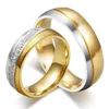 Yeni CZ Çift Kristal Yüzük Sevgililer İçin 18K Altın Kaplama Paslanmaz Çelik Düğün Erkekler Kadın Partisi Elbise Hediye Takı2762