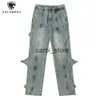 Pantalones para hombres Streetwear Vintage Jeans para hombres Color sólido Patchwork Pantalones vaqueros rectos sueltos Casual Hip Hop Diseño de botones Pantalones de mezclilla High Street J231208