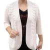 Damen-Strick-Cardigan im dünnen Stil mit offener Vorderseite, eleganter Sommerstrick, leicht, langärmelig, für mittleres Alter