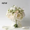 Wedding Flowers NZUK Design Fake Silk Bouquet Artificial Fleur 2023 White Champagne Rose Vintage Bridal Bouquets