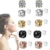 Stud Earrings Luxury Cubic Zirconia Magnet Clip Acupressure Lympha Magnetic Ear Non Piercing Lymphvity Magnetherapy For Women Men246r