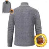 Pulls pour hommes 2023 Automne et hiver Mine de zinc Mode Business Casual Demi-col haut Fermeture à glissière chaude en peluche col debout haut à manches longues