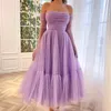 Повседневные платья Cutubly Блестящие бальные платья для женщин Вечернее пышное элегантное сетчатое платье макси с открытыми плечами Нарядное свадебное фиолетовое платье подружки невесты