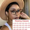 نظارة شمسية فريدة من نوعها Leoaprd Cat Eye Reading Glasses Women Big Frame Vintage Presbyopia Clear Anti Blue Light 2 4 Leesbrils3105