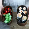 Dinnerware Meal Prep Containers Wooden Sushi Box Japanese Bento Double Layer For Kids School Office ( Light Brown )