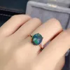 Cluster-Ringe: Eleganter Ring aus erstklassigem natürlichem und echtem schwarzem Opal aus 925er Sterlingsilber